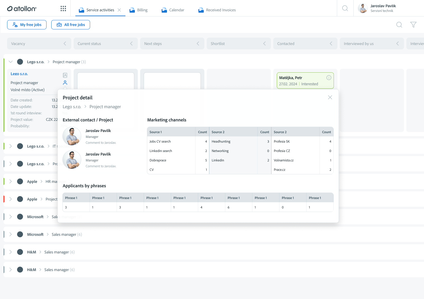 Recruitment dashboard