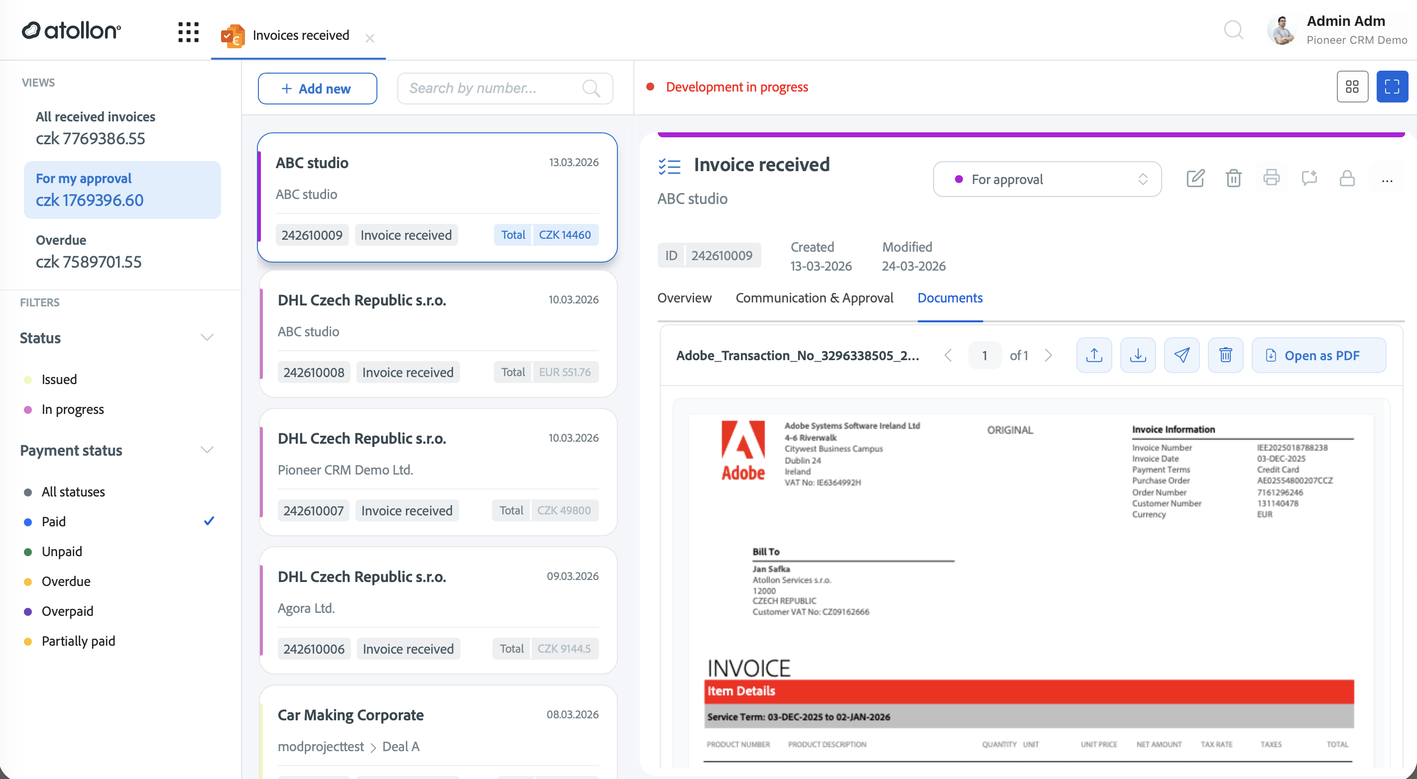 Atollon 2.0. Invoice Preview
